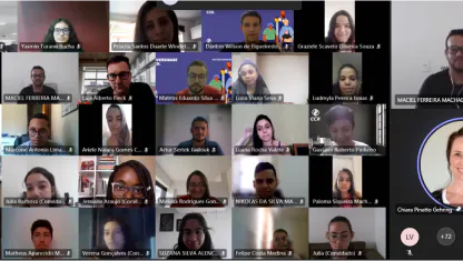 Imagem de diversas pessoas em uma vídeo-conferência