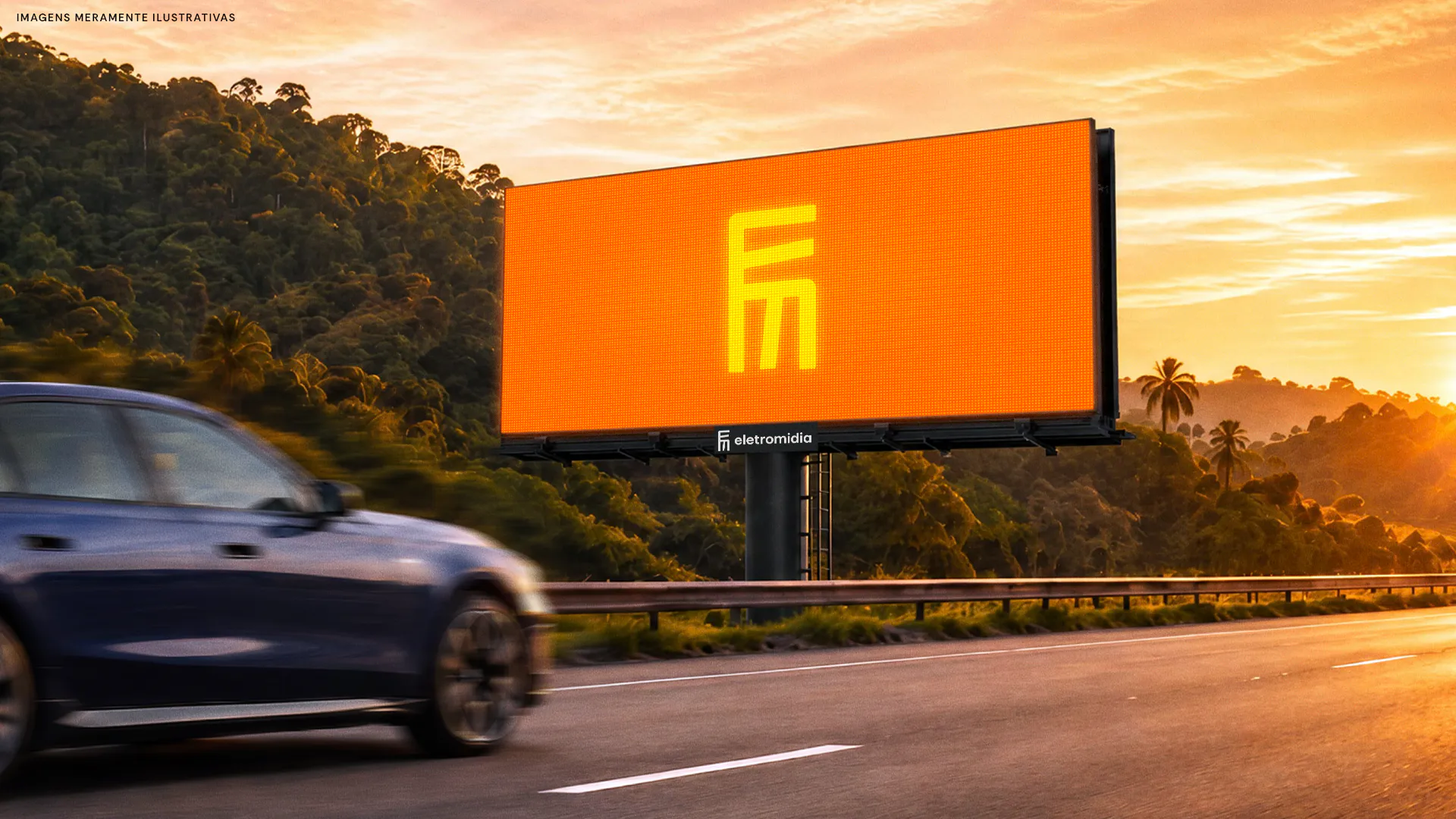 Painel publicitário digital da Eletromidia em rodovia brasileira